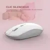 French Keyboard Wireless 2400DPI Mouse 2.4Ghz Ultra-Slim Keyboard Mouse Set, Portable Silent Ergonomic AZERTY Layout - Pink ► Photo 2/6