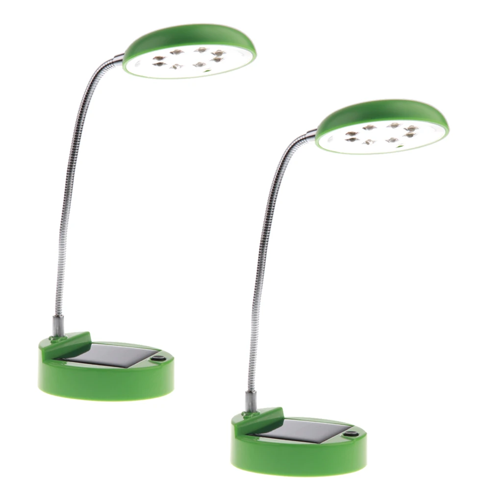 2 шт. портативный Gooseneck стиль 8-светодиодный Солнечный/USB настольная лампа прикроватная для чтения светло-зеленый цвет