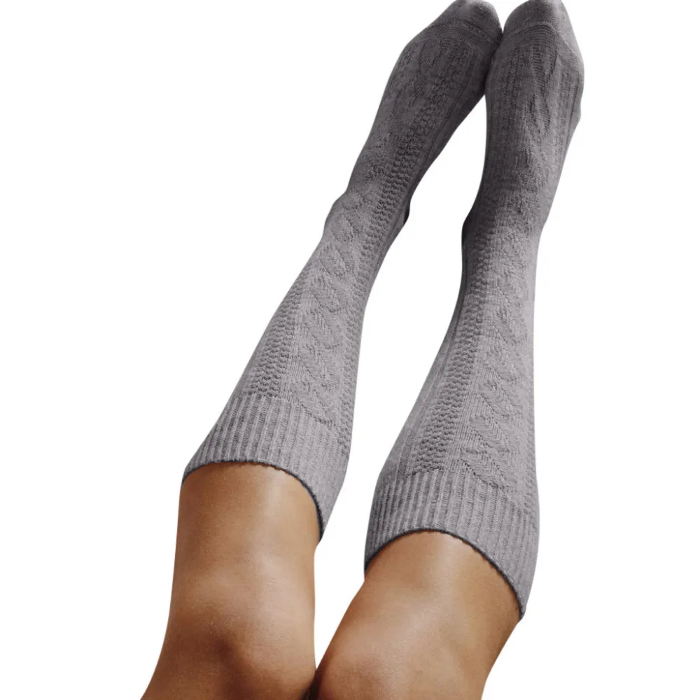 Новинка года; Гольфы выше колена для девочек и женщин; теплые длинные хлопковые чулки