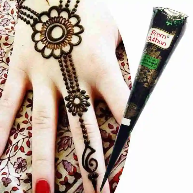 1pc 25g Natural Indian Henna Tattoo Ink Black/ White/ Brown/ Deep Red Mehndi Paste Cones Body Art Sticker Mehndi Body Paint