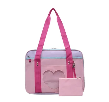 

Firenzuola 2020 New Women Japanese Peach Heart Transparent Anime JK Uniform Bag Casual Shoulder Canvas Cute Bag # 855