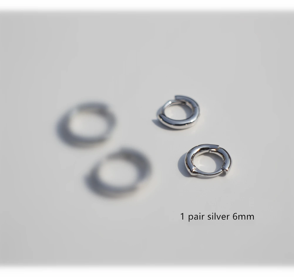 1 pair silver 6 mm Серьги из стерлингового серебра 925 пробы, модное классическое простое кольцо для ушей, Пряжка для ушей, милые трендовые серебряные ювелирные изделия для девочек и мальчиков - Окраска металла: 1 pair silver 6 mm
