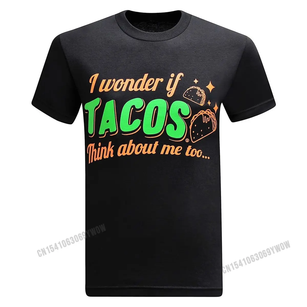 

I Wonder If Tacos Think About Me Too Men's Funny T-Shirt Cotton Tops & Tees Oversized Men T Shirts Printed