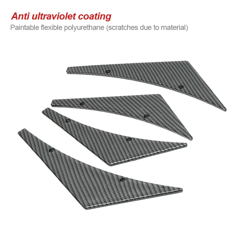 

4Pcs Carbon Fiber Pattern Car Bumper Fin Canard Splitter Diffuser Valence Spoiler Lip