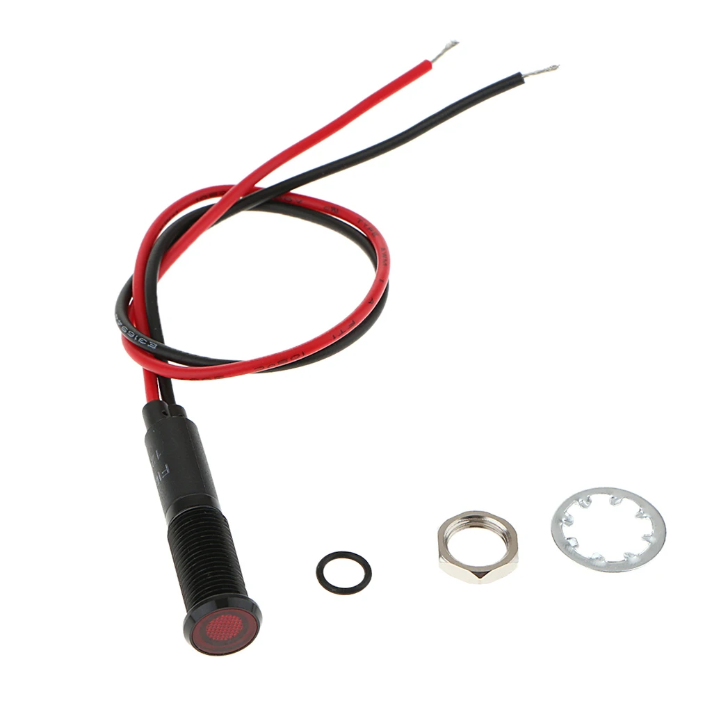 Car Motorcycle Truck DC12V 8mm Dash Panel Indicator Light with Wrie Red