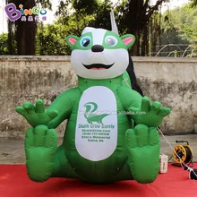 Рекламная модель 2,4/4,2 м, надувная зеленая модель скунса, Наполненная воздухом, на заказ, белка, большой хвост, игрушка для украшения животных