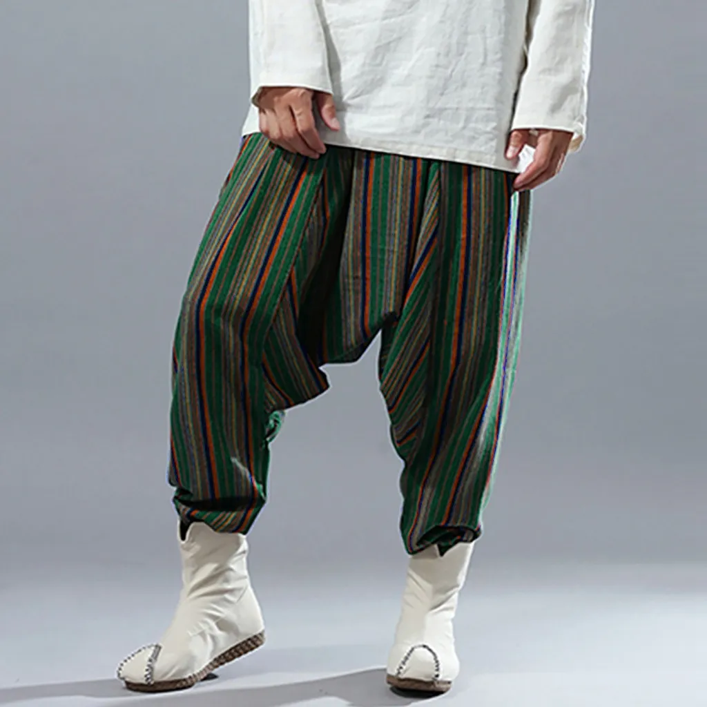 Льняные мужские мешковатые шаровары фестиваль хип-хоп Boho Alibaba шаровары кросс-брюки пустынные брюки повседневные брюки из льна мужская одежда