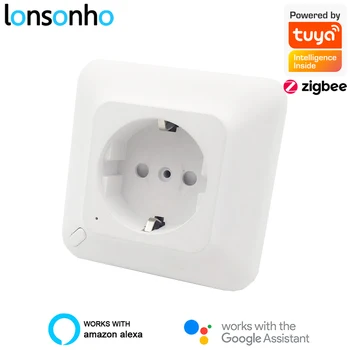 

Lonsonho Tuya ZigBee Smart Wall Socket EU Plug 16A Power Monitor Smart Home Improvement Works With Alexa Google Home