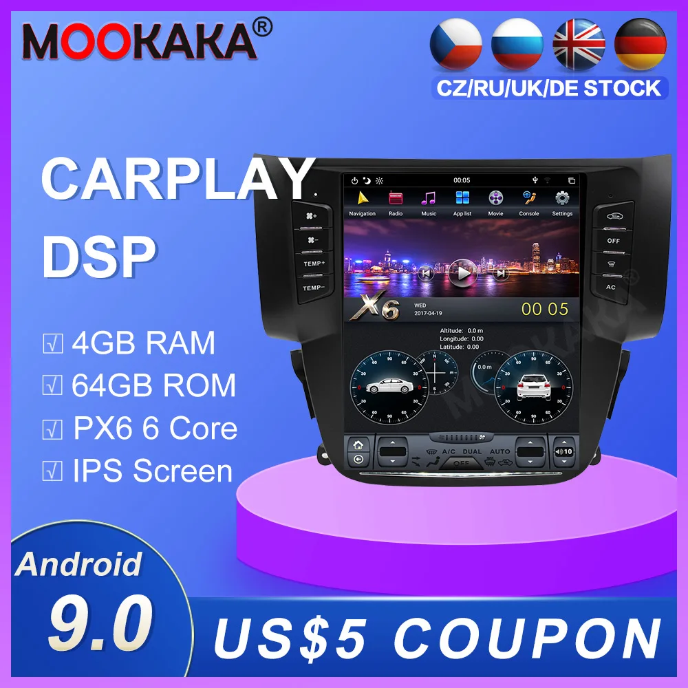 

carplay dsp Tesla 10.4“ Vertical screen Android 9.0 Car DVD Multimedia player GPS Navigation For NISSAN SYLPHY 2012-2019 carplay