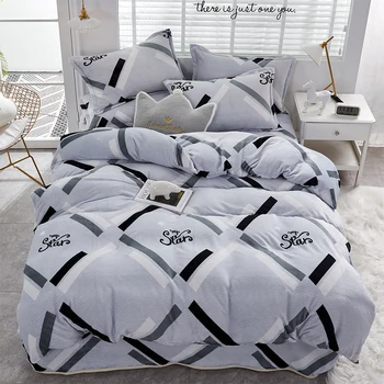 

Bedding Set Full Size include Duvet Cover Set and Pillowshams/Cushion Cover Wrinkle Resistant Soft and Warm Flannel Home Textile