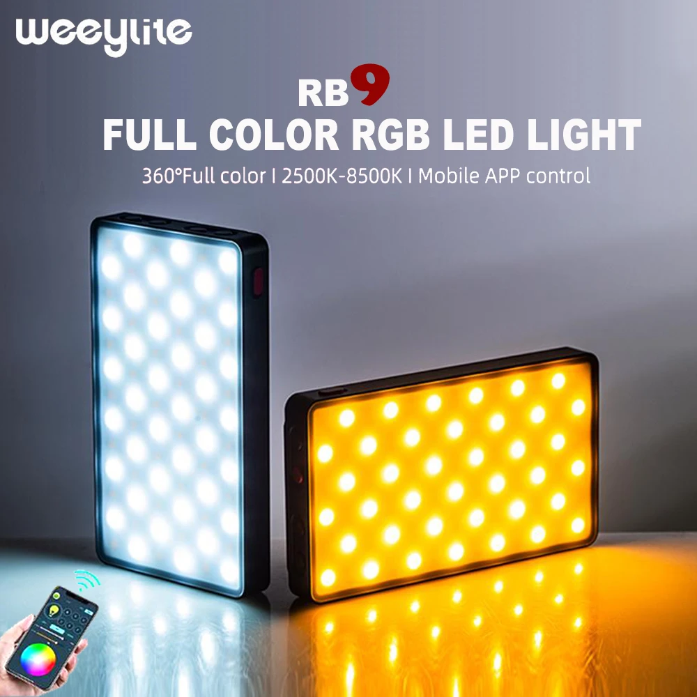 

Viltrox Weeylite RB9 12W Full Color RGB LED Light 3000mAh Portable Video Fill Panel CR95+ 2500K-8500K APP Control Photo Lighting