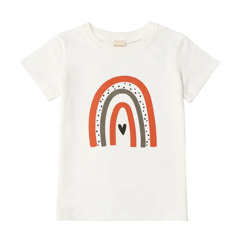 Camiseta de verano de estilo informal para niños de 1 a 12 años, camiseta  blanca de manga corta para bebé, camisetas de arcoíris para niño y niña,  ropa elegante - AliExpress
