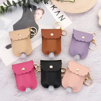 

30ML Travel Mini Empty Bottle with Leather Case Refillable Container Empty for Lotion Shampoo Cosmetic Containers with Keyring