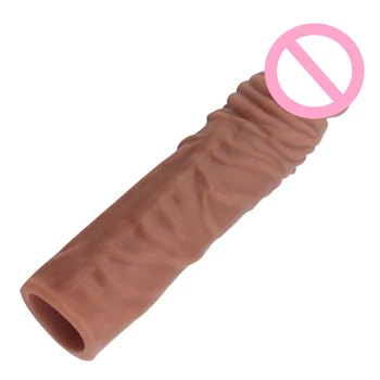 Realistic Condoms For Men Reusable Penis Sleeve For Male Extender Dildo Enhancer Enlargement Condom Male Cock Sex Toys Adult 18+ 5