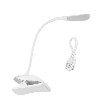 

ICOCO USB/Battery Power Clip on LED Desk Lamp White 14 LED Table Light Bedside Book Reading Lamp for Bed