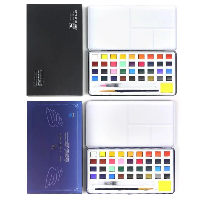 

36 Colors Foldable Portable Solid Pigment Watercolour Paint Essential Set for Artists Students