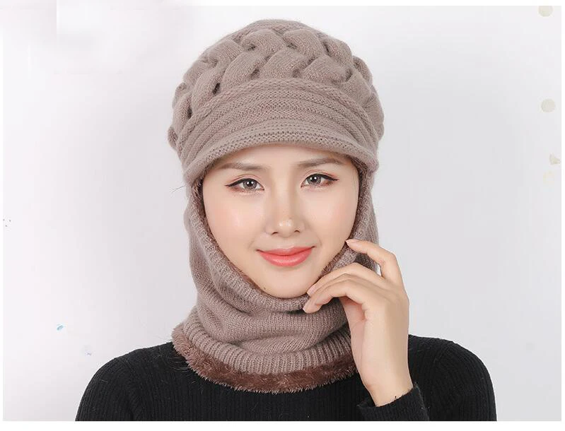 Зимние шапки Скалли Beanies шляпа для мамы Beanies женский шерстяной шарф головные уборы, Балаклава маска Gorras капот твист полосы вязаные шапки