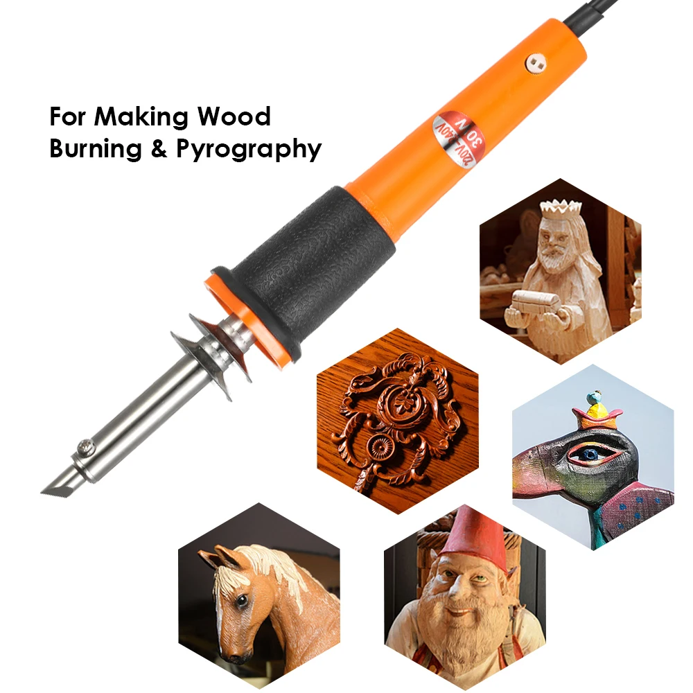 

30W 24PCS Wood Pyrography Tool Wood Burning Kit Woodburning Tips Soldering Iron Pen Tools for Wood Burning/Carving/Embossing