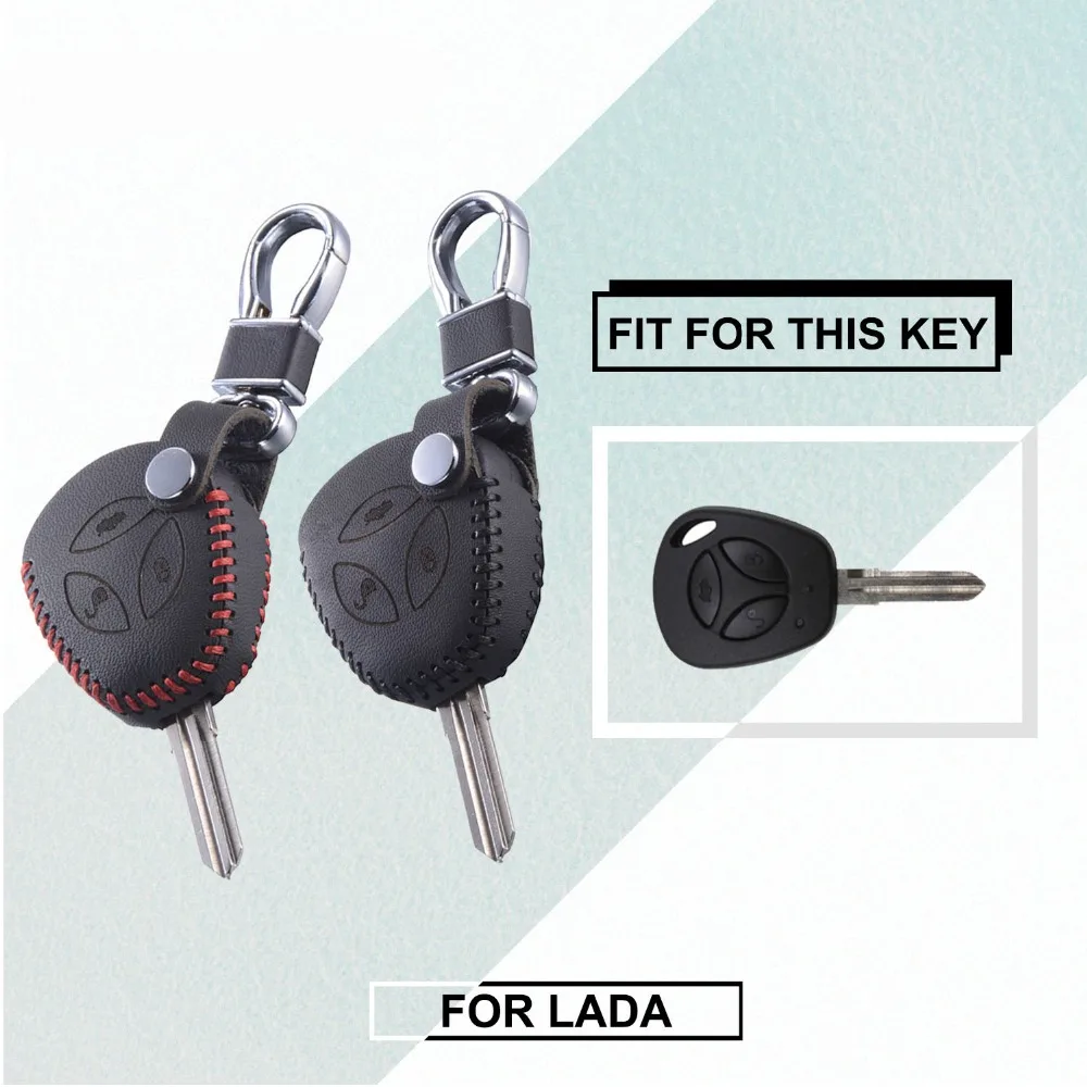 

Genuine Leather Key Cover for Lada Priora Sedan sport Largus Kalina Uncut Granta Vesta X-Ray Keychain Fob Shell