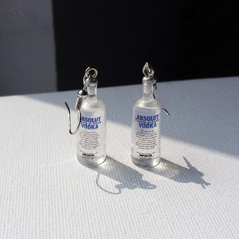 

AOMU 2019 Creative Cute Resin Drink Wine Bottle Transparent Dangle Drop Earrings for Women Girl Party Gift Jewelry Brincos