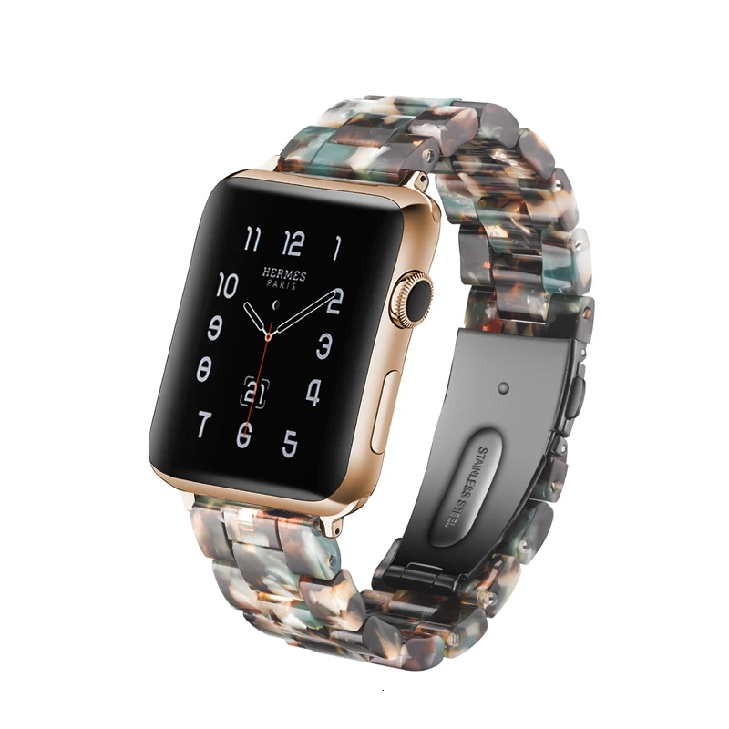 Ремешок из смолы для Apple Watch 44 мм, ремешок iwatch Series 5 4 3 2 1, аксессуары для наручных часов 42 мм, петля 38 мм, сменный Браслет 40 мм