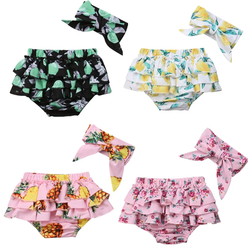 

0-24M Newborn Infant Baby Girls Floral Tutu Short Briefs Bottoms +Headwear Outfit Clothes Shorts