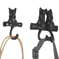 Single/Double Cats Hooks Cast Iron Wall Housekeeper Kitty Hanger Towel/Clothes/Coat Home Decor Garden Outdoor Bathroom Kitchen 2