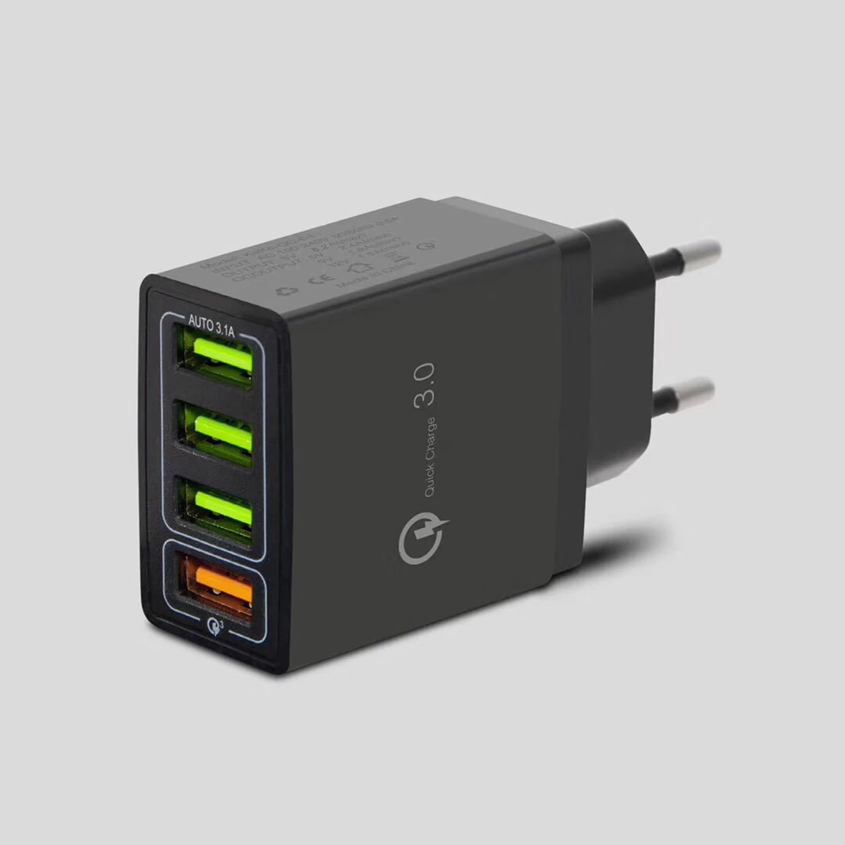 Универсальное зарядное устройство USB Quick Charge 3,0 4 порта адаптер для быстрой зарядки для iPhone samsung huawei настенное зарядное устройство EU/US/UK штекер - Тип штекера: Black