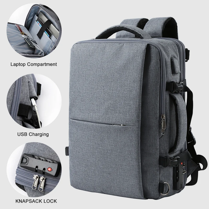 

NEW Men Expandable Backpacks USB Charging Male 17 inch Laptop Bags Waterproof Business Travel Bag Multi-layer Rucksack Schoolbag