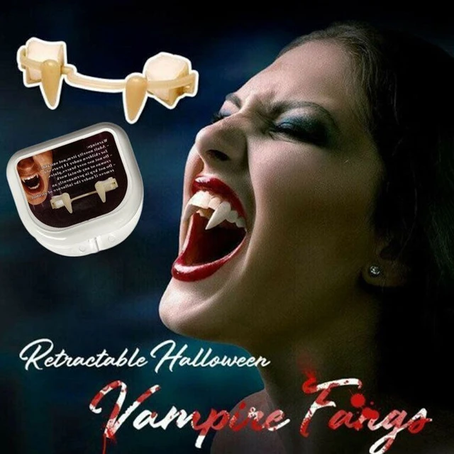 Diy halloween traje adereços dentes de vampiro presas um par de dentaduras  resina adesivo cola sólida dentes falsos decoração festa suprimentos -  AliExpress