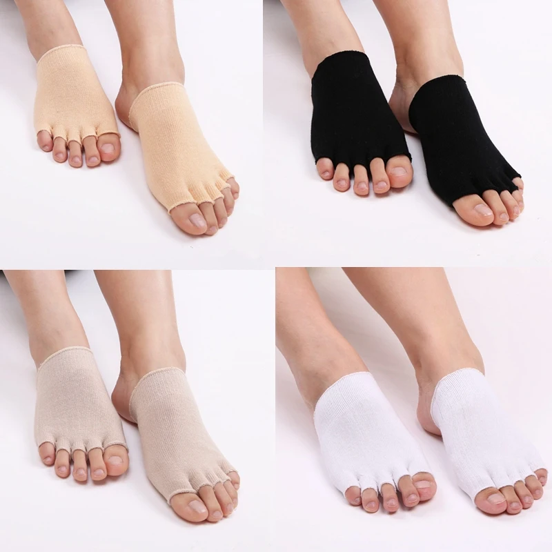 1 пара женских полуладоней невидимые носки с открытыми пальцами Нескользящие пот ноги разделительная Подушка защита от боли LTT9799