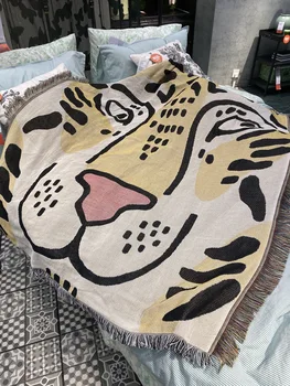 

Cartoon American Style Tiger Blanket Throw on Sofa Bed Blanket Towel Plane Decorative Animal Blanket Piano Cover