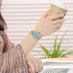 Новые женские блестящие кварцевые часы силиконовые блестящие наручные часы с круглым циферблатом