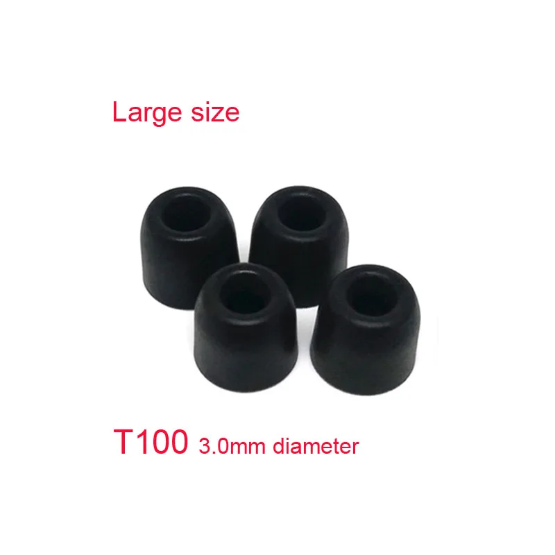T100 L black 4pcs ANJIRUI T100 3,0 мм калибра амбушюры пены памяти ушные наконечники пена для гарнитуры губка T100(L M S) амбушюры для Shure se112 SE210 se215 - Цвет: T100 L black 4pcs