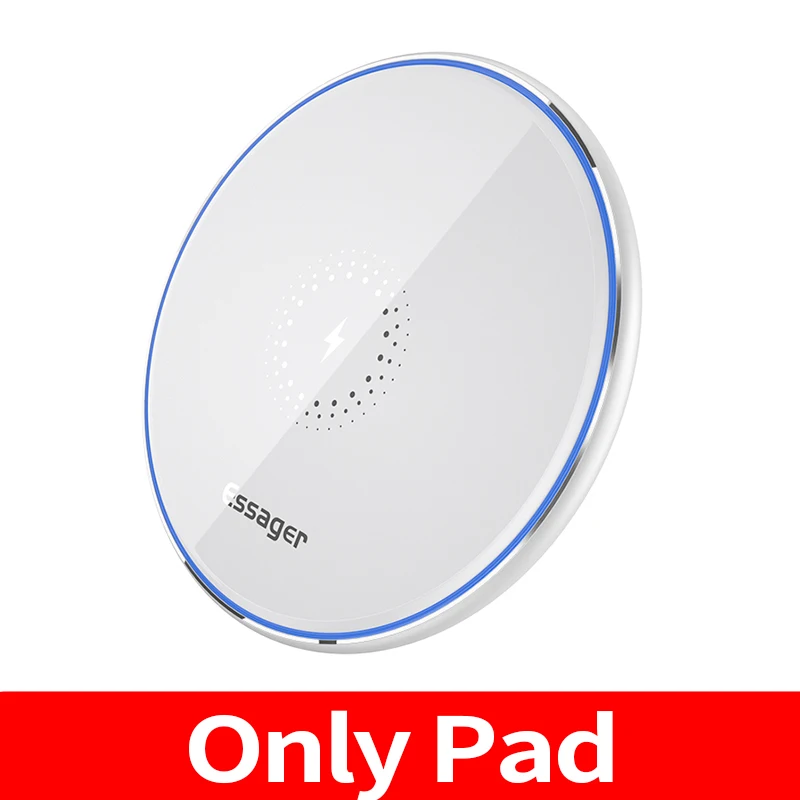 White Pad Беспроводное зарядное устройство Essager Qi, быстрая Беспроводная зарядная панель, Индукционное Беспроводное зарядное устройство для iPhone 11 Pro X Xiaomi mi 9 Red mi Note 8 4 - Цвет: White Pad