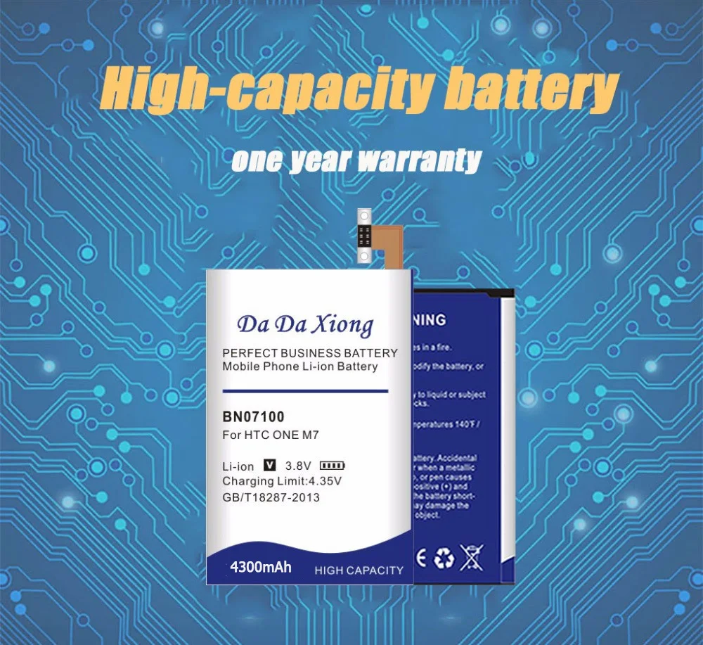 Da Xiong 4400mAh BN07100 литий-ионный аккумулятор для телефона htc ONE M7 802D 802T 802W 801E 801S 801N HTL22 аккумулятор для телефона