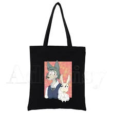 

Beastars Women Handbags Canvas Tote Shopping Bags Reusable Shopping Bag Eco Foldable Black