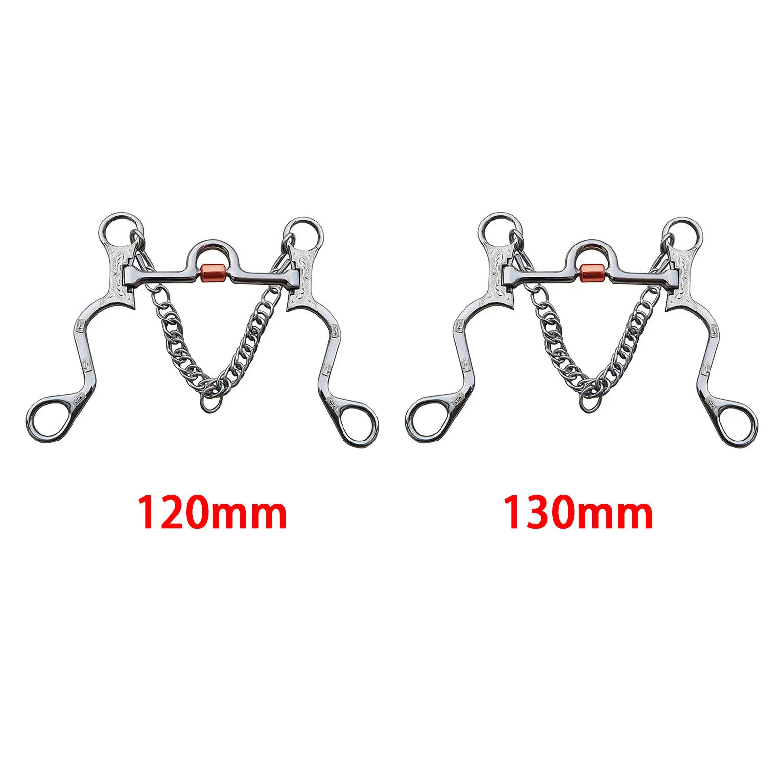 Stainless Steel Horse Bit Copper Mouth Sweet Iron W/Curb Hooks Chain with Silver Trims Harness Antirust for Training Equipment 2