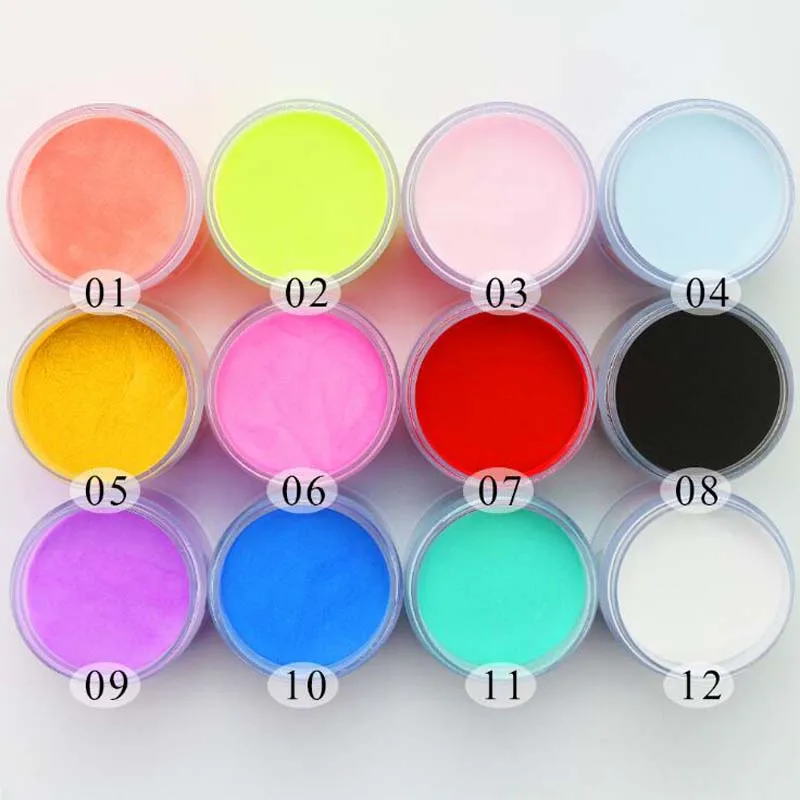 24 Colors Acrylic Powder 12 Bottles Set Nail System Acrylic Powder 12