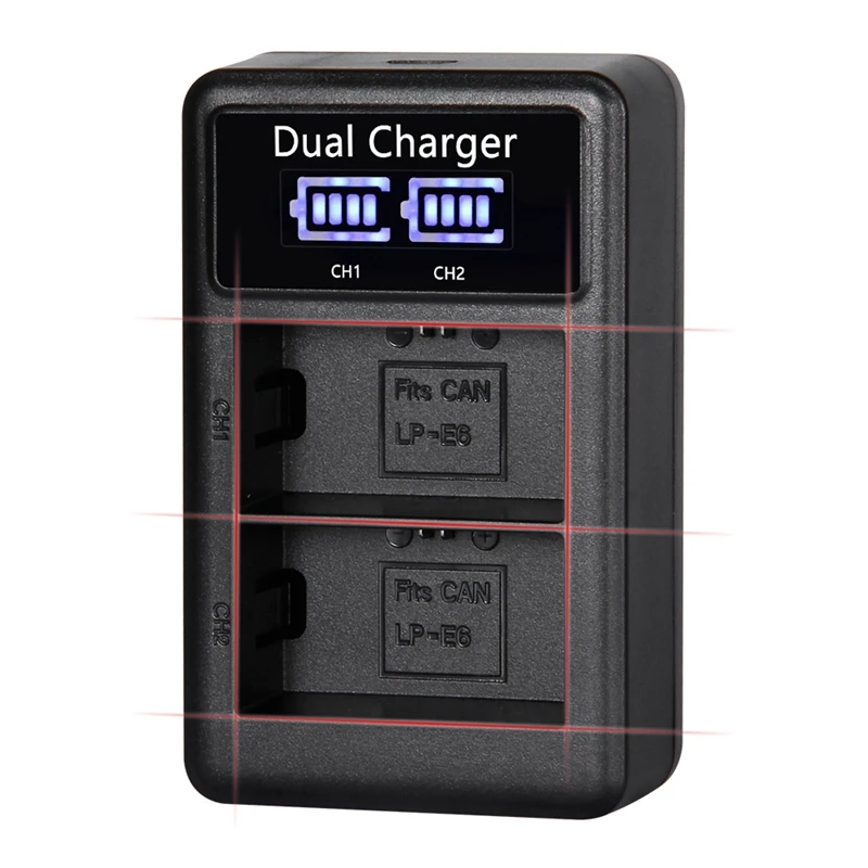 Mamen 2600MAh LP E6 LPE6 батарея для цифровой камеры + USB lcd двойное зарядное устройство Canon