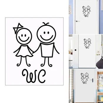 

Girl Boy WC Toilet Door Sticker Logo sticker Cute Cartoon Self Adhesive Reusable Removable Bathroom Waterproof PVC Easy Apply #
