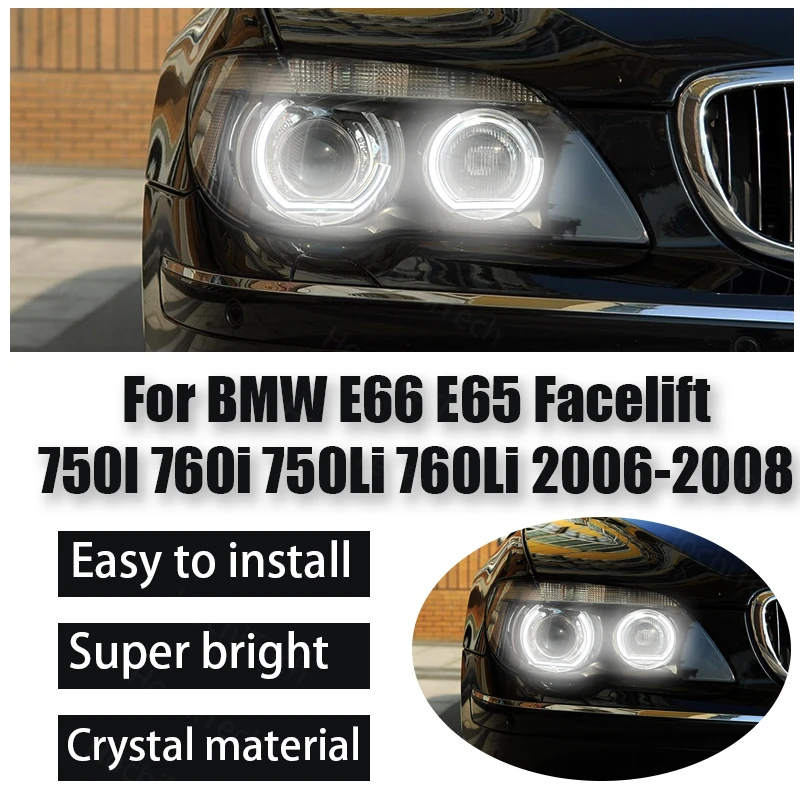

DRL Cut Style DTM U Shape Light Day Light Crystal LED Angel Eyes Kit for BMW E66 E65 Facelift 750I 760i 750Li 760Li 2006-2008