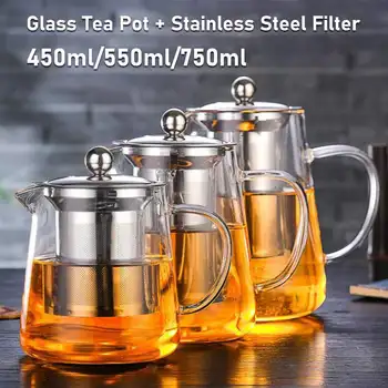 

Teapots Heat Resistant Glass Teapot Stainless Steel Tea Infuser Heated Container Tea Pot Filter Tea Set Teapot For Brewin Tea