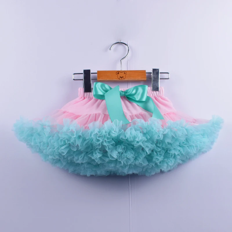 pink and aqua blue Модная юбка-пачка девочек яркая детская одежда Вечерние пышные детские юбки-американки принцесс танцевальный костюм балета для детей от 0 до 16 лет - Цвет: pink and aqua blue