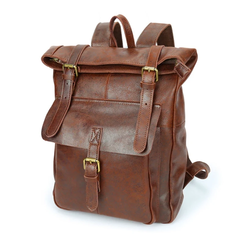 Модный кожаный ретро рюкзак для ноутбука, мужской рюкзак для путешествий, Водонепроницаемый Школьный рюкзак, мужская деловая сумка для ноутбука, аксессуары