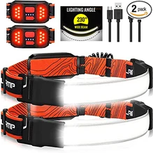 

Powerful Headlamp Riding Headlamp COB Head Torch Light USB Rechargeable Work Light 3 Modes Red Warning Strobe Camping LED Light
