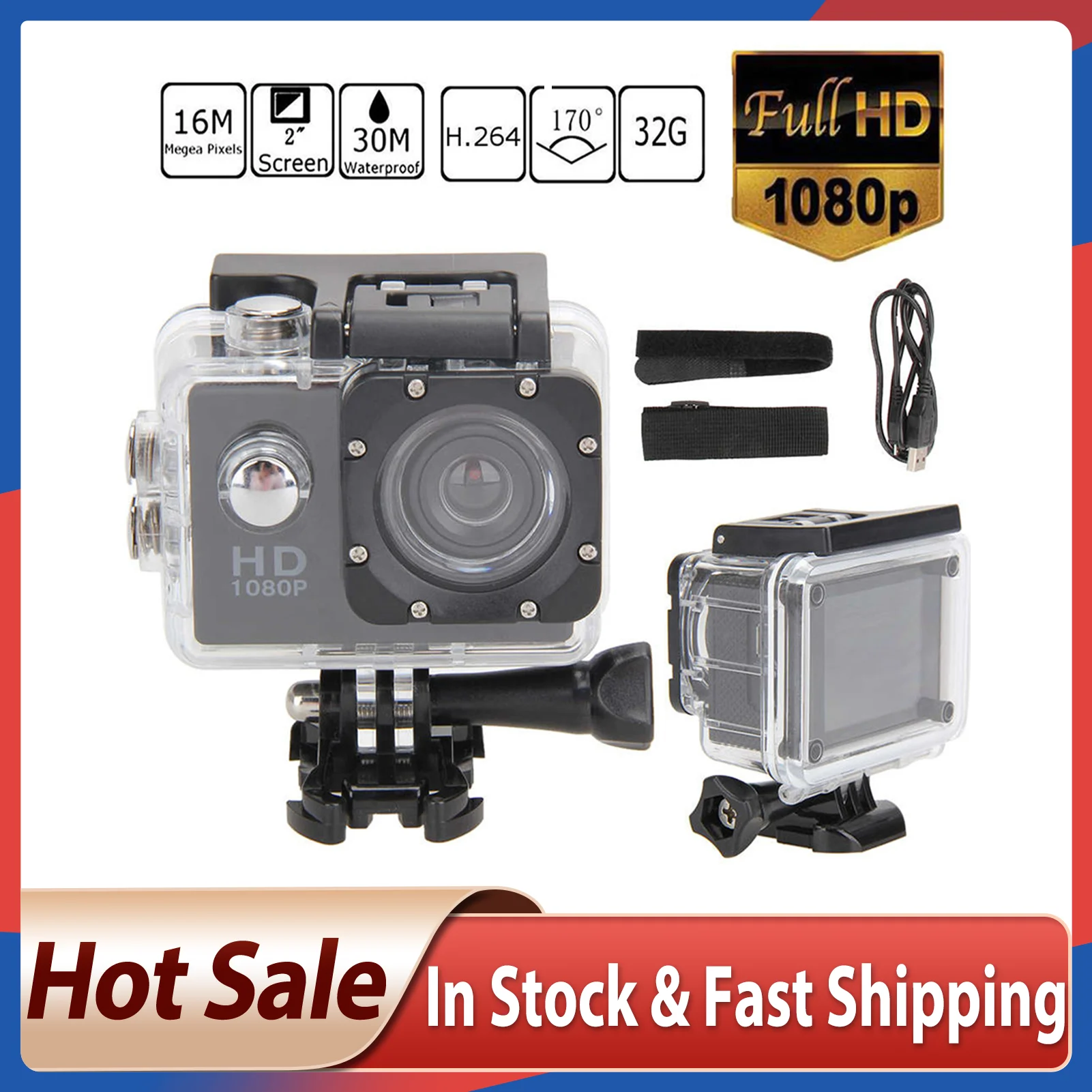 Водонепроницаемая мини камера для занятий спортом на открытом воздухе цветная