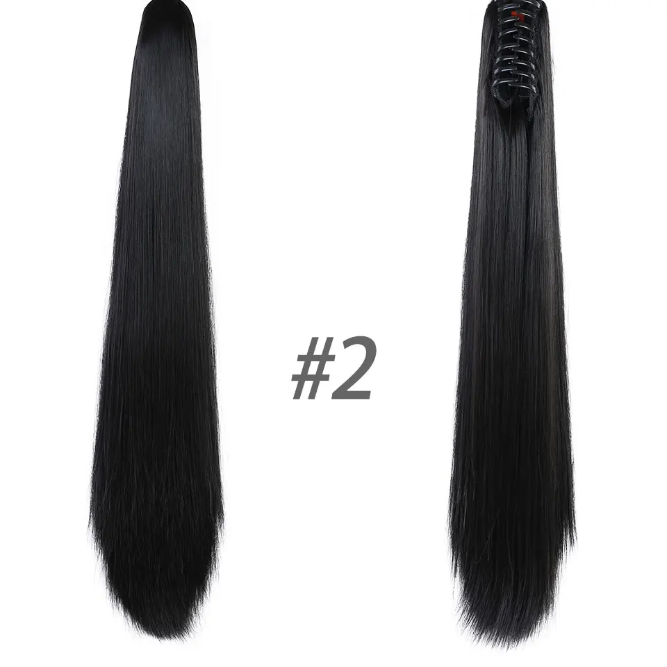 WTB длинные прямые конский хвост натуральные накладные волосы хвост шиньоны термостойкие синтетические поддельные волосы длинные черные конский хвост - Цвет: #1