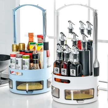 

Kitchen Organizer Rack Dressing Table Home Cabinet Free Standing Desktop Countertop Restaurant Practical Rotating Shelf
