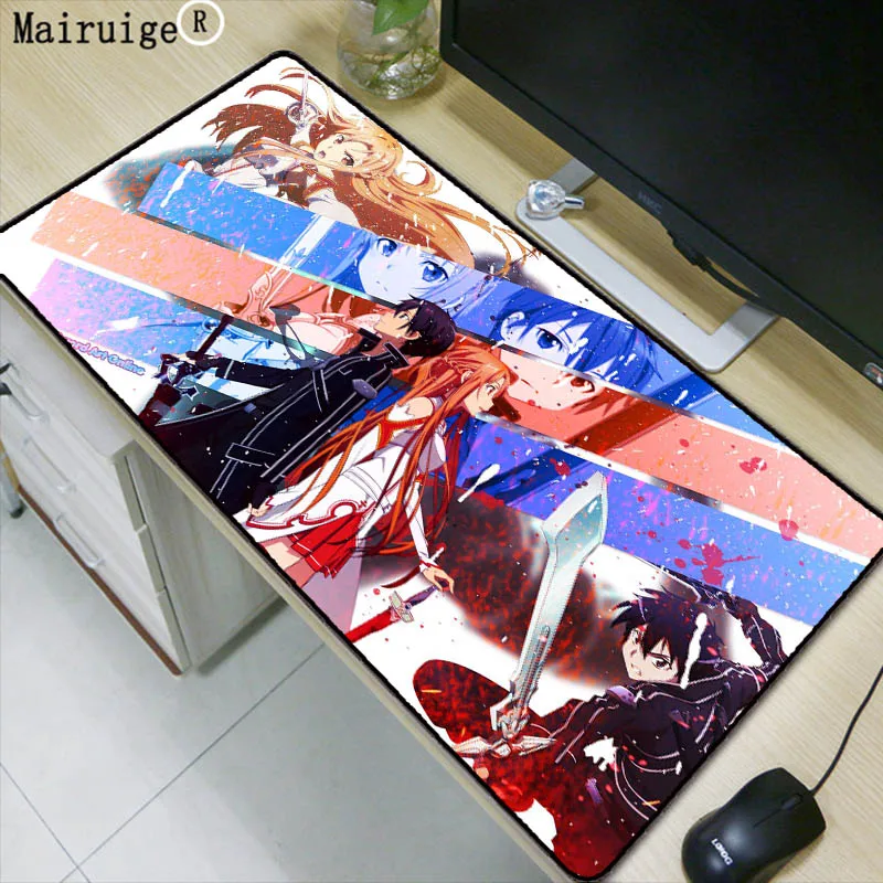 

Laumans Sword Art Online Sao Anime Large Lock Edge Mouse Pad Gamer Play Mat Speed Version Gaming Mouse Pad Keyboard Pad for Lol